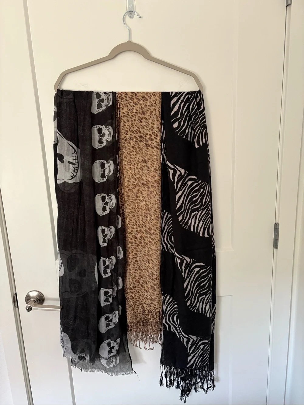 Bundle of 3 scarfs- Skulls, Leopard, and Zebra Prints.